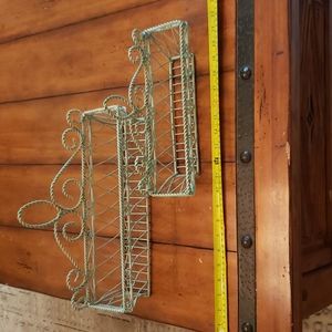 VINTAGE SET OF 2 SAGE GREEN METAL  BASKETS